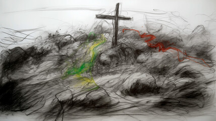 cross, grave, death, old burial