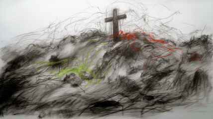 cross, grave, death, old burial