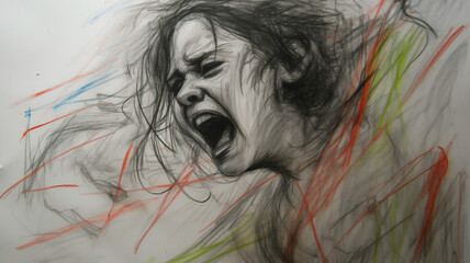 Scream, fear, pain, emotion, despair, tears, girl,