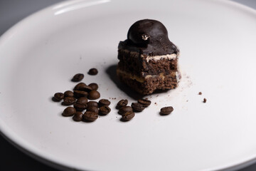 chocolate cake on a white plate