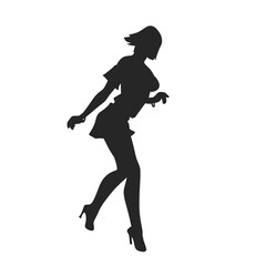 Cartoon Vector Silhouette of Girl Walking