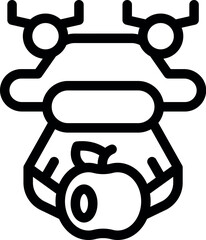 Drone is spraying pesticides and insecticides on an apple to protect it from insects