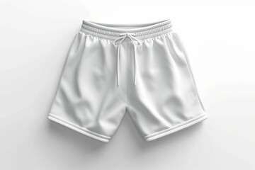 White Athletic Shorts With Drawstring Waist and Cuffed Legs