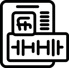 Black and white icon of a mobile phone displaying a fitness app tracking workout progress