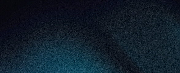 Grainy dark noisy background, black blue abstract gradient banner, header poster backdrop design