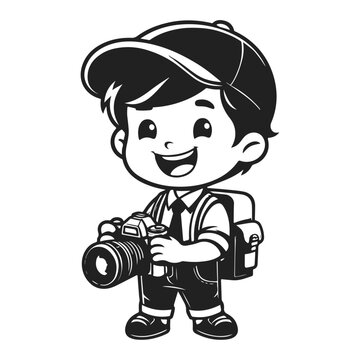 recommend clip art: A black silhouette smart photographer shot a photo with a photo lens zoom camera