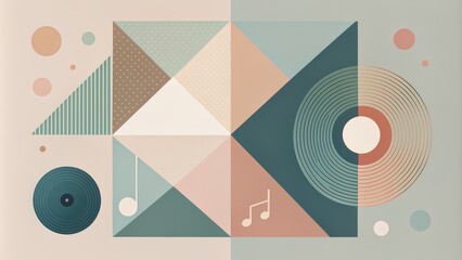 Minimalist lofi playlist cover design featuring simple geometric shapes and muted colors, minimalist, lofi, playlist, cover, design