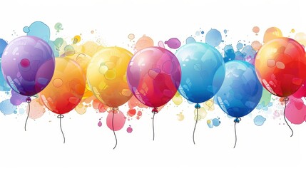 This image portrays a diverse array of balloons in different colors, set against a white background, creating a vivid and cheerful display suitable for any joyous occasion.