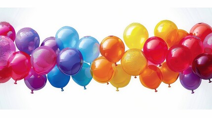 Fototapeta premium This image displays a mixed array of luminous and colorful balloons grouped together, offering a striking and joyful visual appeal, ideal for celebrations and festive occasions.