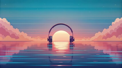 Minimalist art of a lofi playlist cover, minimalist, art, design, music, playlist, cover, abstract, simple, aesthetic, chill
