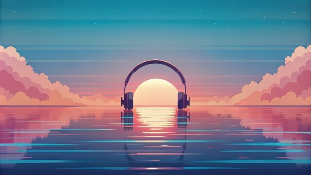 Minimalist art of a lofi playlist cover, minimalist, art, design, music, playlist, cover, abstract, simple, aesthetic, chill