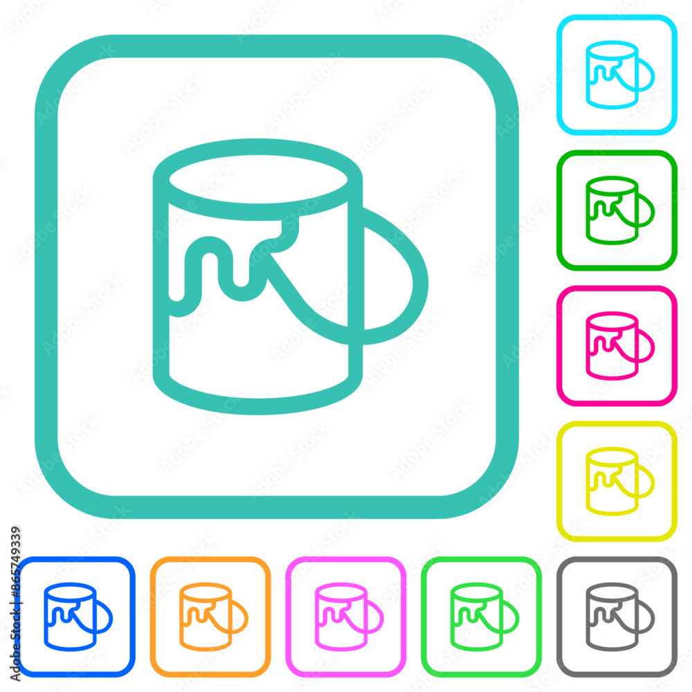 Poster paint bucket outline vivid colored flat icons