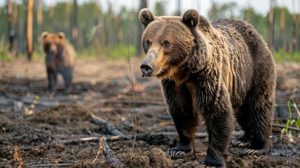 Fototapeta premium Brown bear in the forest.