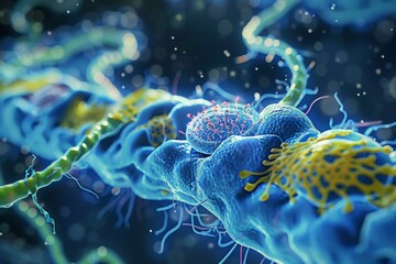 A 3D rendering of a neuron. AI.