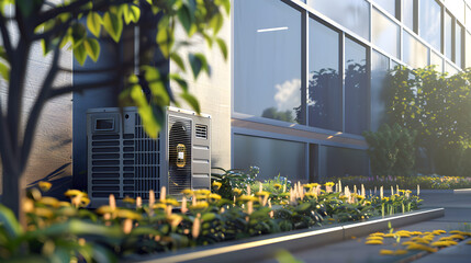 Reparación del compresor exterior del sistema de aire acondicionado fuera del edificio para mantenimiento reparación