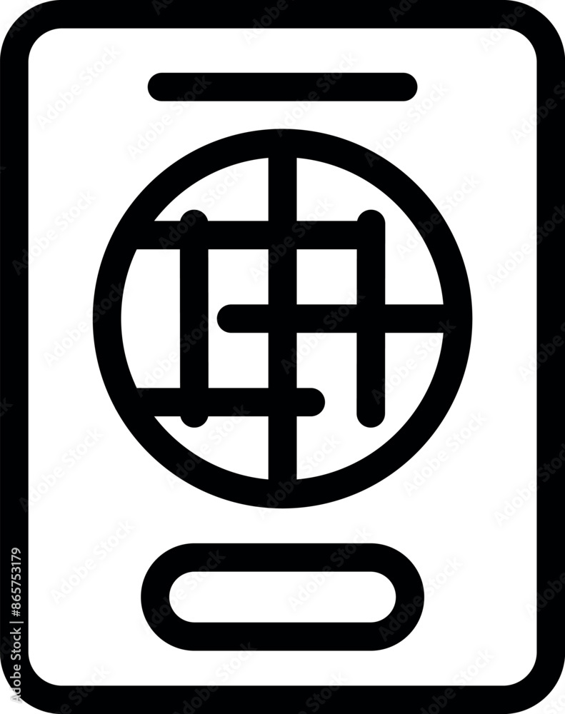 Sticker Black outline icon of a passport showing global travel and exploration - Stickers