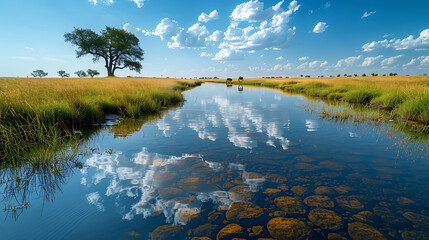 Savanna ecosystem grazing wildlife 