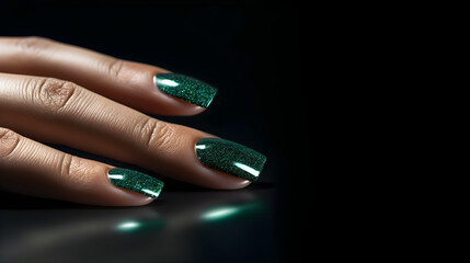 Stunning Emerald Acrylic Nails Embellished with Rhinestones: A Luxurious Beauty Fashion Statement