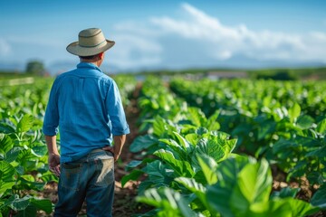 Fototapeta premium Farmers use the internet to test new crop methods