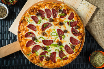 pizza with sausage slices