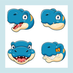 cartoon set of cute dinosaur heads
