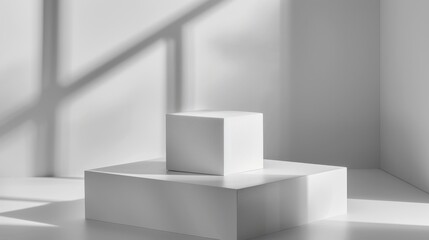 Minimalist White Cube on Pedestal - Generative AI