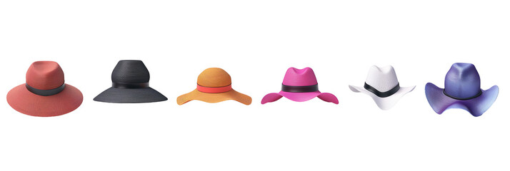 different colors hat isolated on white