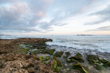 Beautiful beach view with coral, sea panorama
