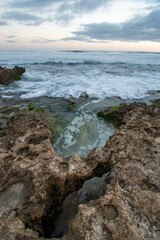 Beautiful beach view with coral, sea panorama