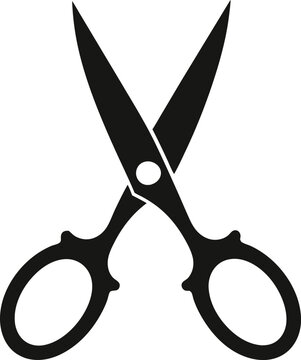 black scissors open, isolated clip art preview