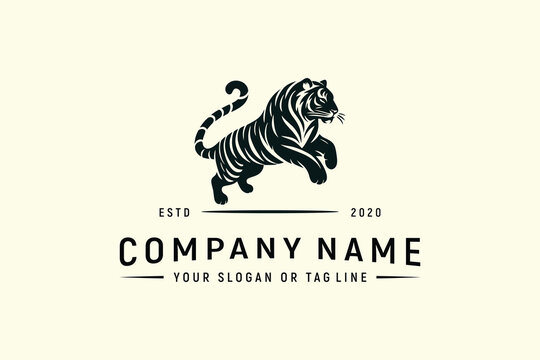 concept logo design tiger silhouette premium vector template