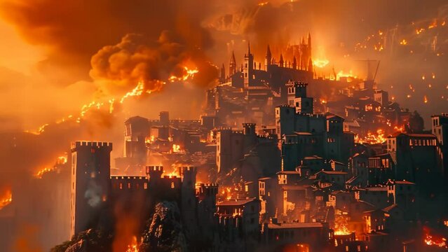 Fiery Siege of a Fantasy Castle