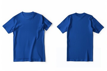 Mockup of a blank royal blue t shirt front and back isolated on white background