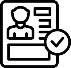 Minimalist icon of a resume getting approved with a check mark symbol, for use in recruitment and human resource themes