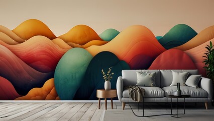 Organic abstract panorama wallpaper background Ai Generated