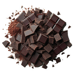 A splash of chocolate with chocolate and milk chocolate on a transparent background 