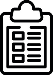 Line art icon of a clipboard with a checklist, representing task management and organization