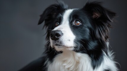 Close-Up Portrait of a Black and White Border Collie