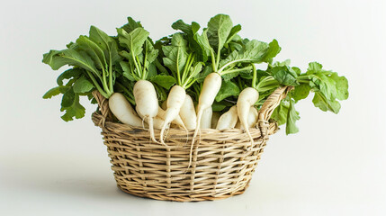 Naklejka premium Fresh white radish in the box