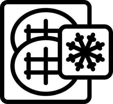 recommend clip art: Black and white icon of frozen waffles, symbolizing frozen food storage