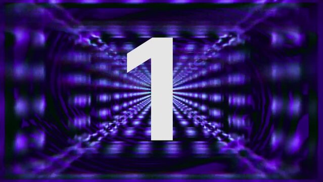 3, 2, 1  countdown on blue purple  neon laser clock with arrows and circles 