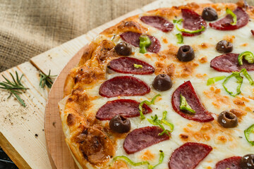 Pepperoni and sausage pizza