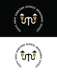 Lantern Post Classic Street Lamp Restaurant Vintage Logo design vector