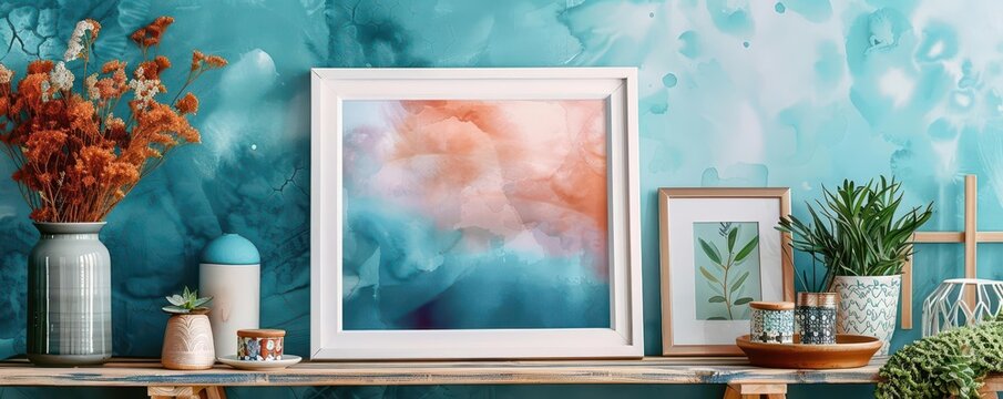 DIY project creating a personalized photo frame with watercolor accents, creativity, home decor
