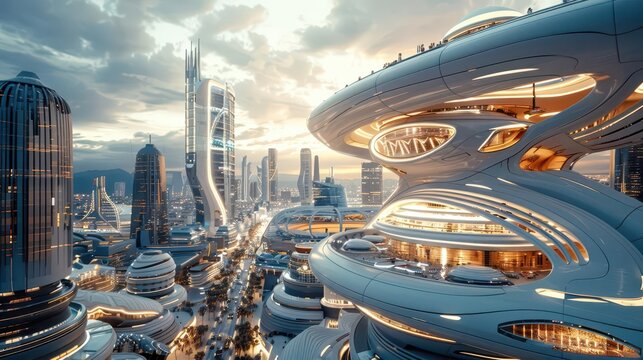 Exploring futuristic architecture in a bustling metropolis, discovery, urban exploration