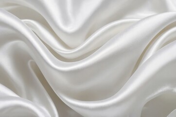 Obraz premium Soft white satin fabric arranged in graceful folds creating luxurious and elegant waves texture