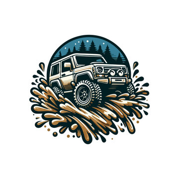 recommend clip art: offroad suv car monochrome template for labels, emblems, badges or logos