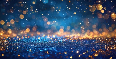 Naklejka premium Blue and gold Abstract background and bokeh on New Year's Eve