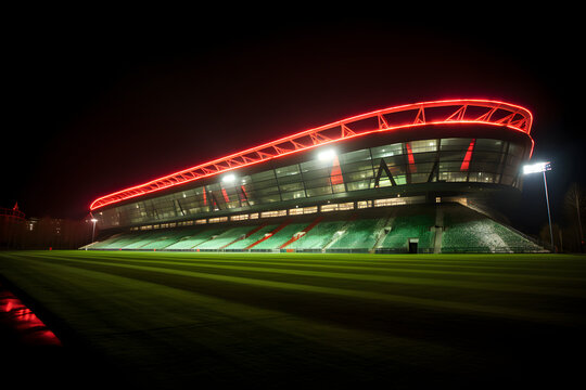 Illuminated night view of Ajax Stadium: A marvel of modern architecture and historic football significance