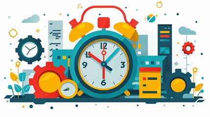 Naklejka premium business plan and schedule, time management, target and deadline concept, flat illustration vector